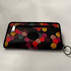 Fossil Black Wallet with Multicolor Dot Print